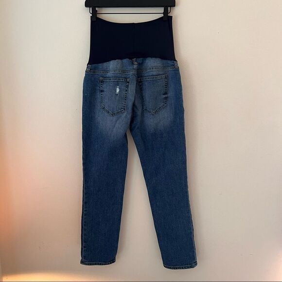 Gap Maternity Medium Wash Slightly Distressed Full Belly Panel Jeans - Picture 3 of 6
